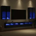 vidaXL Sada nástenného kabinetu na TV 7 ks Čierny dub Kompozitné drevo