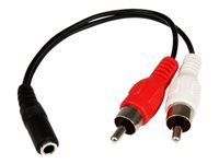 Audio na RCA kábel - 3.5mm samica na 2x RCA samec - Aux na RCA - Stereo audio kábel (MUFMRCA) - Audio kábel - RCA x 2 s kolíkmi (samec) do mini-phone stereo 3.5 mm so zdierkami (samica) - 15.24 cm - čierna - pre P/N: MU15MMS, MU6MMS