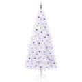vidaXL Umelý vianočný stromček s 300 LED-i Biela 240 cm PVC a oceľ