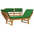 vidaXL Záhradná lavička s podložkami 2-v-1 190 cm, akáciový masív