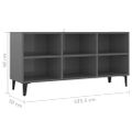 vidaXL TV stolík s kovovými nožičkami lesklý sivý 103,5x30x50 cm