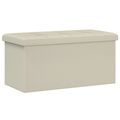 vidaXL Skladacia úložná lavička Biela 180 kg 80 L 77 x 38 x 38 cm Ľan