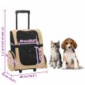 vidaXL Vozík pre domáce zvieratá 3 v 1, dizajn, pieskový, 48 x 32 x (57-106) cm, oxfordská látka