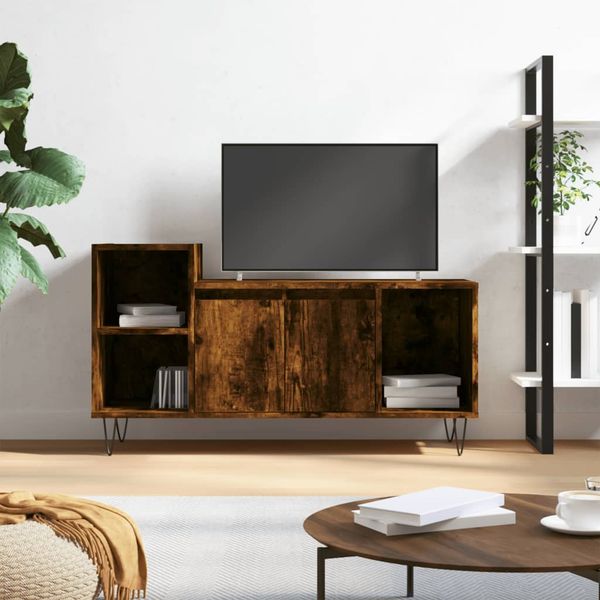 vidaXL TV skrinka dymový dub 100x35x55 cm spracované drevo