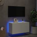 vidaXL TV nástenná skrinka s LED svetlami biela 80x35x41 cm