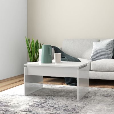vidaXL Konferenčný stolík, lesklý biely 68x50x38 cm, kompozitné drevo