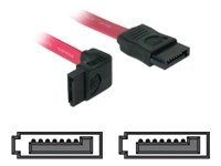 Kábel SATA - Serial ATA 150/300 - SATA (F) do SATA (F) - 22 cm - uhlový konektor, priamy konektor - červená