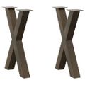 vidaXL Nohy k jedálenskému stolu v tvare X, 2 ks, prírodná oceľ, 60 x (72-73) cm, oceľ