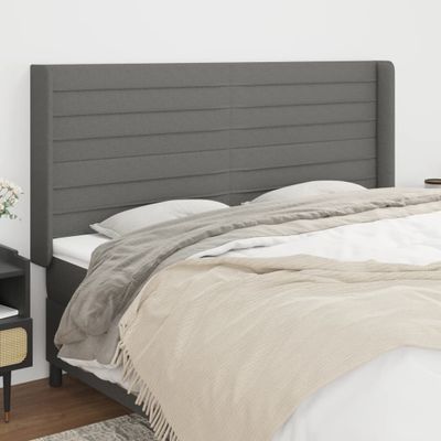 vidaXL Čelo postele so záhybmi tmavosivé 163x16x118/128 cm látka