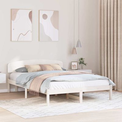 vidaXL Rám postele Biela 140 x 200 cm Masívne borovicové drevo