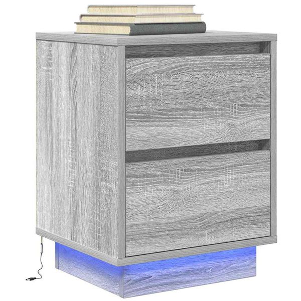 vidaXL nočná skrinka s LED osvetlením sivá Sonoma 38x34x50 cm