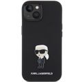 Puzdro Karl Lagerfeld pre iPhone 15 6,1" KLHCP15SSMHKNPK čierne HC SILIKÓN IKONIK METAL PIN