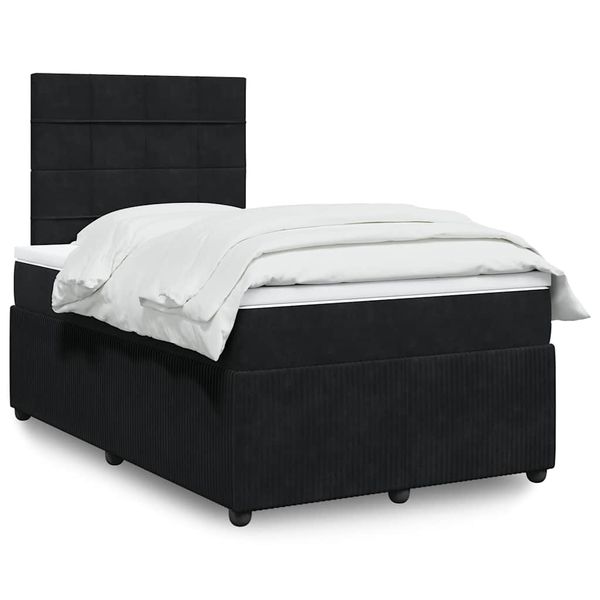 vidaXL Boxspring posteľ s matracom čierna 120x190 cm zamat