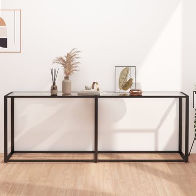 vidaXL Konzolový stolík priehľadný 200x35x75,5 cm tvrdené sklo
