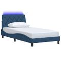 vidaXL Rám postele s LED bez matraca Modrá 100x200 cm Látka