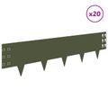 vidaXL Obrubník trávnika 20 ks 100 x 25 cm Oceľ Olivovo zelená