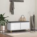 vidaXL Predsieňová lavica s vankúšom s dverami Biely 100 x 38 x 46 cm