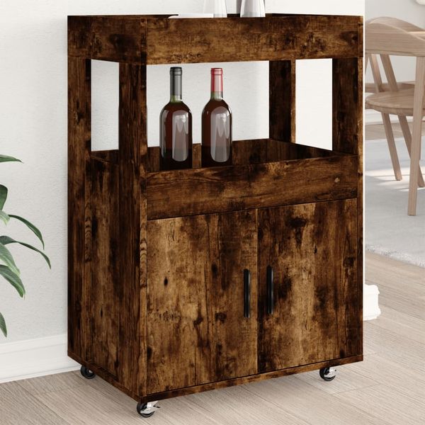 vidaXL Barový vozík dymový dub 60x39,5x89 cm kompozitné drevo
