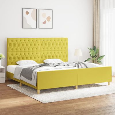 vidaXL Posteľný rám s čelom zelený 200x200 cm látka