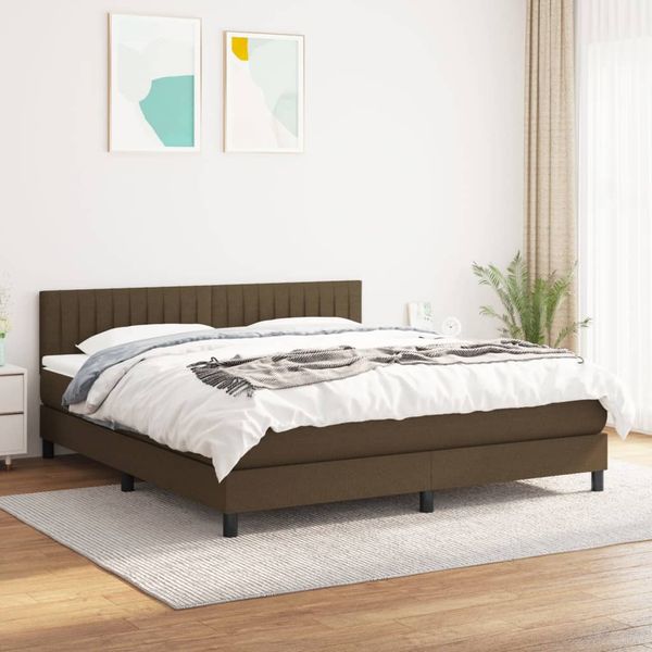 vidaXL Boxspring posteľ s matracom tmavohnedá 160x200 cm látka
