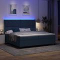 vidaXL LED box s pružinami s čelnou doskou Modrá 200 x 200 cm látka