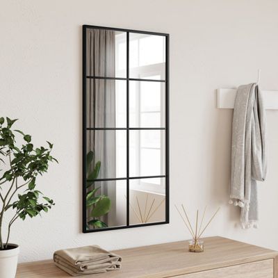 vidaXL Nástenné zrkadlo čierne 40x80 cm obdĺžnikové železné