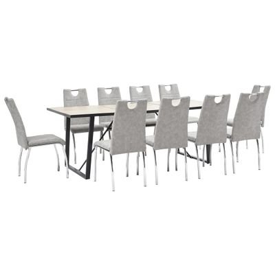 vidaXL 11-dielna jedálenská súprava bledosivá umelá koža