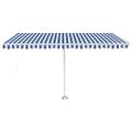 vidaXL Voľne stojaca ručne zaťahovacia markíza 400x300 cm, modro biela