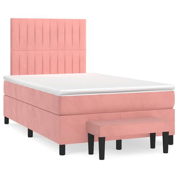 vidaXL Boxspring posteľ s matracom, ružová 120x190 cm, zamat