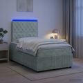 vidaXL LED boxspring posteľ s matracom Svetlosivá 120 x 200 cm Zamat