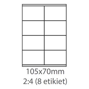 etikety Samolepiace 105x70 univerzálne biele 8ks/A4 (100 listov A4/bal.)