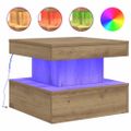 vidaXL Konferenčný stolík s LED svetlami dub artisian 50x50x40 cm