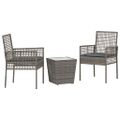 vidaXL Záhradný bistro set 3 ks Sivá polyratan