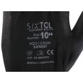 Pracovné rukavice z polyesteru čiastočne máčané v polyuretáne GLOVE PE-PU 10, čierne, veľkosť 10 SIXTOL