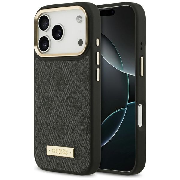 Puzdro Guess 4G Logo Plate MagSafe pre iPhone 17 Pro čierne