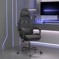 vidaXL Otočná herná stolička s podnožkou čierna umelá koža