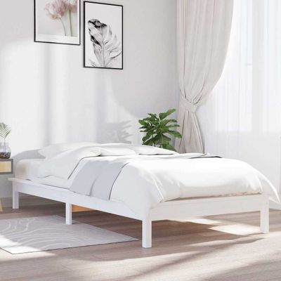 vidaXL Rám postele biely 75x190 cm malé jednolôžko masívna borovica