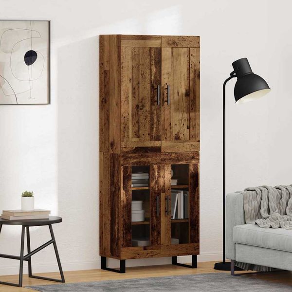 vidaXL Highboard Staré drevo 69,5 x 34 x 180 cm Kompozitné drevo