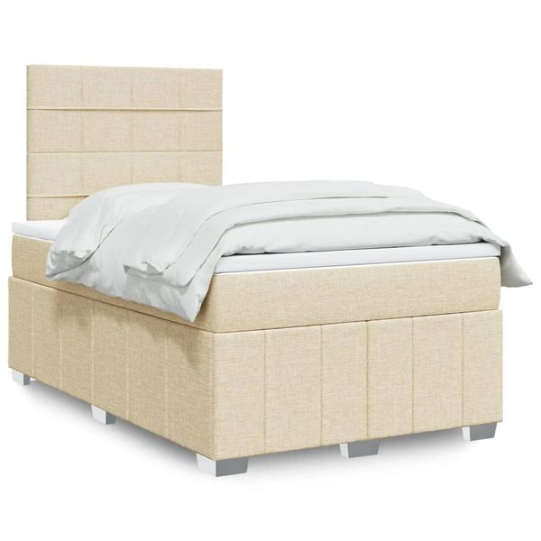 vidaXL Boxspring posteľ s matracom krémová 120x190 cm látka