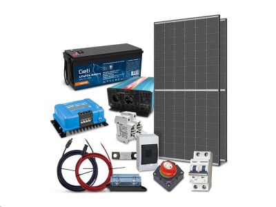 Solární sestava ostrovní TRINA 910Wp, baterie LiFePO4 24V 100Ah, měnič 24V/230VAC 2000W