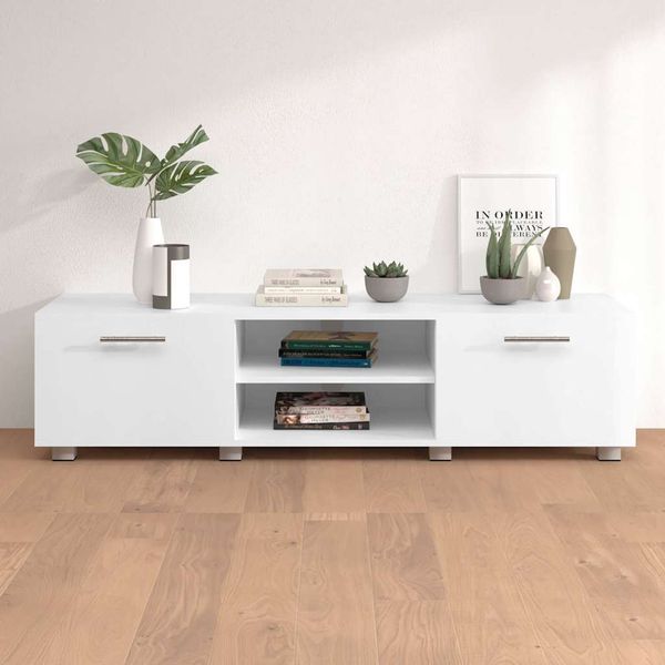 vidaXL TV stolík biely 140x40x35 cm spracované drevo