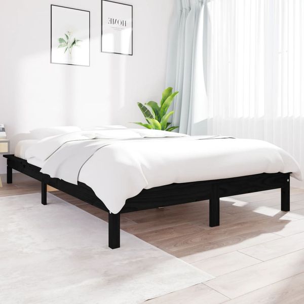 vidaXL Posteľný rám čierny 140x190 cm borovicový masív