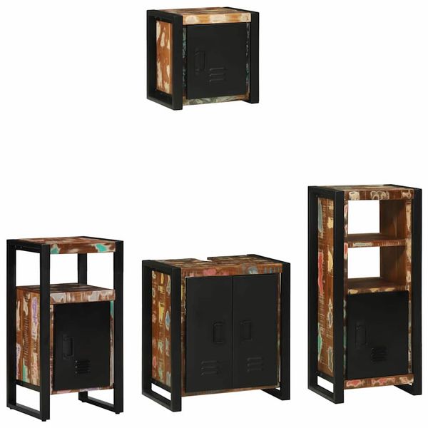 vidaXL Sada kúpeľňového nábytku Nástenný 4 pcs Masívne obnovené drevo