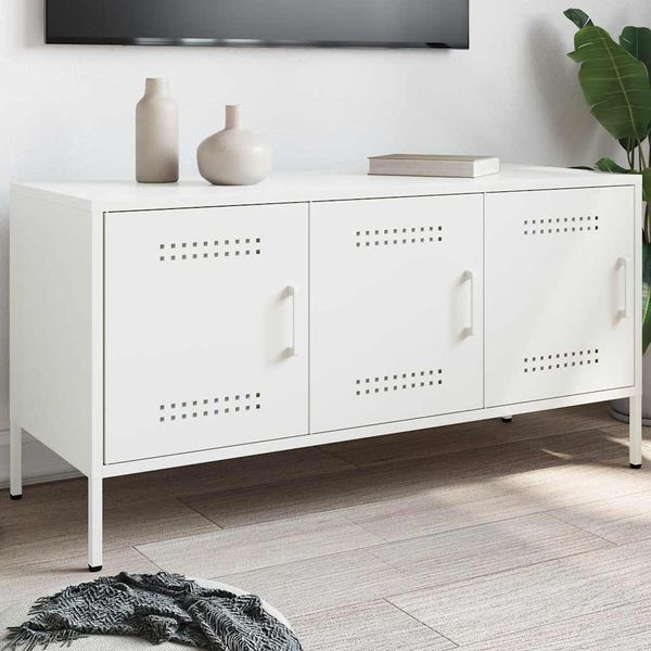 vidaXL TV skrinka biela 100,5x39x50,5 cm oceľ
