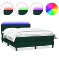 vidaXL Posteľný rám boxsping s matracom a LED tmavozelený 140x220 cm zamat