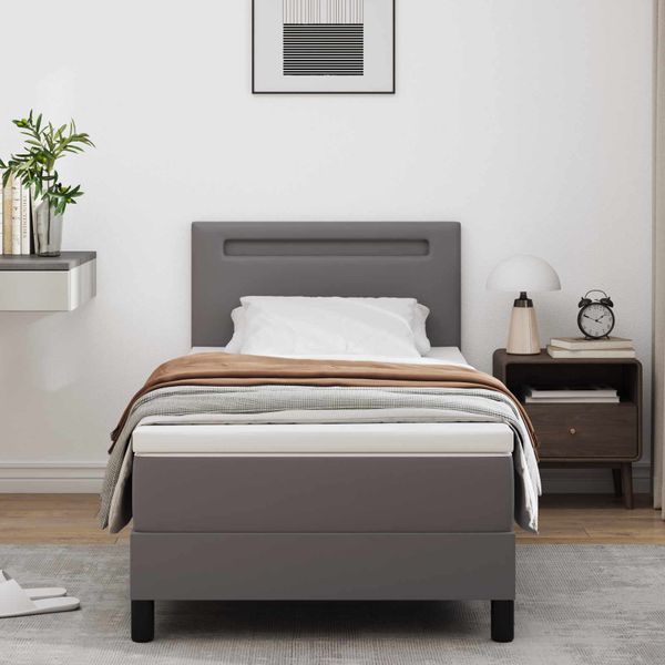 vidaXL Posteľ s pružinovým rámom Sivá 90 x 200 cm Umelá koža