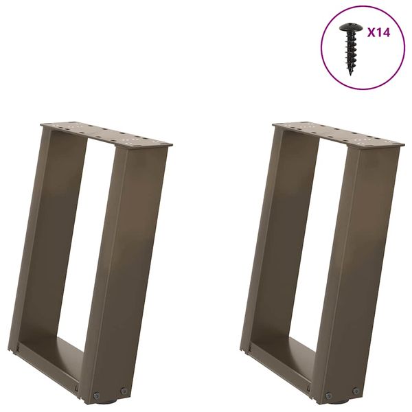 vidaXL Nohy konferenčného stolíka v tvare U, 2 ks, prírodná oceľ, 38 x (42-43) cm, oceľ