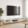 vidaXL Nástenný TV kabinet Nástenná montáž Biela 140 x 28 x 21 cm