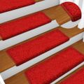 vidaXL Schodové rohože 15 ks 65x21x4 cm červené s obdĺžnikovým okrajom
