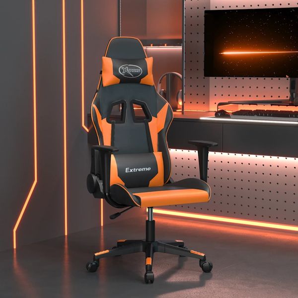 vidaXL Masážna herná stolička čierna a oranžová umelá koža